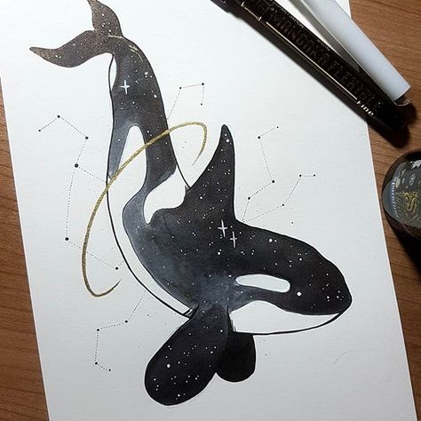 Orca Art, Orca Tattoo, Orca Whale, Whale Art, Whales, Ink Art, Drawing Inspiration, Cool Drawings, Doodle Art