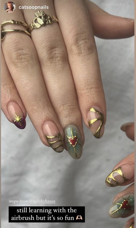 Thor Inspired Nails, Ren Fest Nails, Pirate Costume Nails, Rennaisance Nails, Romeo And Juliet Nails, Medieval Nail Art, Pirates Nails, Intricate Nail Art, Greek Mythology Nails