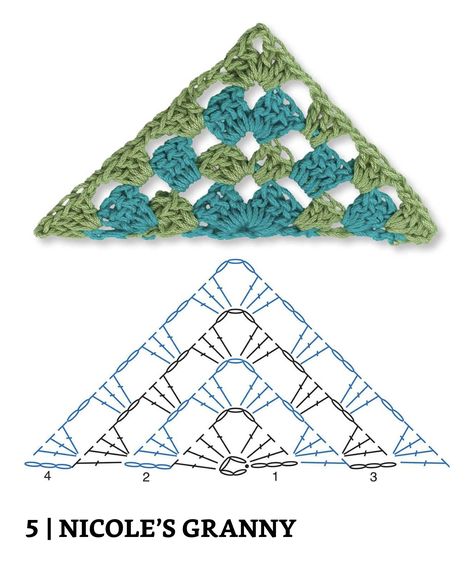 Triangular Granny Square, Crochet Triangle Motif, Large Crochet Triangle, Granny Triangle Pattern, Solid Granny Triangle, Crochet Granny Triangle, Triangular Crochet Motifs, Crochet Triangles, Granny Triangle