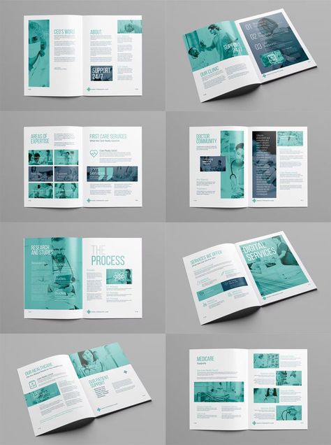 Modern Medical Brochure Template PSD. 24 Pages. Medical Brochure, Pages Design, Brochure Design Layout, Brochure Template Psd, Brochure Design Template, Calendar Design, Brochure Design, Brochure Template, Page Design