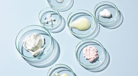 Overhead of petri dishes artfully arranged each containing different skincare products. Pregnancy Safe Skin Care, Skin Cycling, Makeup Ingredients, Beauty Science, Pregnancy Skincare, Petri Dishes, Best Probiotic, Safe Skincare, Cosmetics Industry