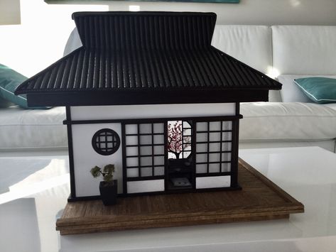 Cardboard Japanese House, Japanese Tea House Design, Diy Japanese Decor, Japanese Traditional Architecture, Mini Zen Garden, Japanese Tea House, Zen House, Japanese Style House, Asian Architecture