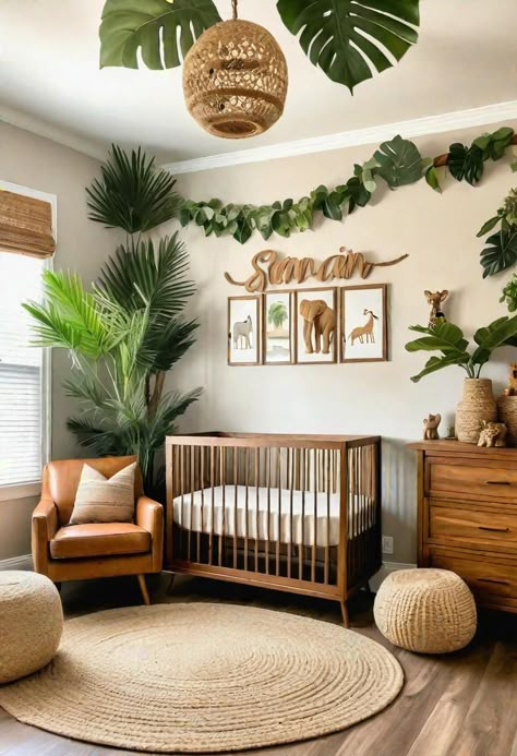 Boy Nursery Theme Ideas, Organization Kids Room, Jungle Baby Room, Baby Room Wallpaper, Safari Baby Room, Baby Safari Nursery, Organization Nursery, Wallpaper Kids Room, Jungle Animals Nursery