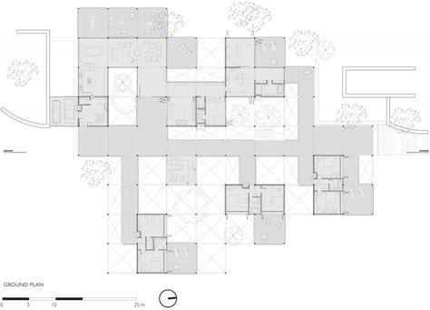 Grid House / Forte, Gimenes & Marcondes Ferraz Arquitetos | Serra da Mantiqueira, Brazil | 2007 Grid Architects, Grid Architecture, Drawing House Plans, Grid Drawing, Architectural Floor Plans, House Layout, Architecture Model Making, Grid Design, Architecture Plan