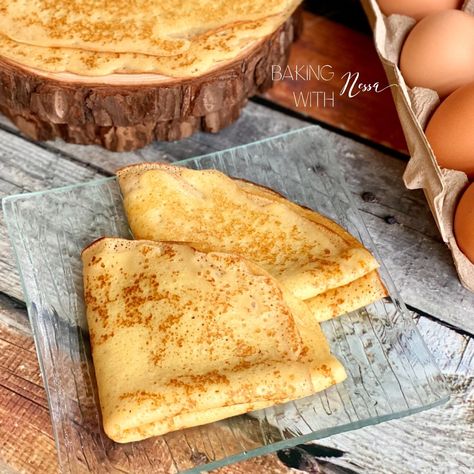 French "Crêpes" (Small Batch) - Baking with Nessa Crepes For One, Batch Baking, Easy Crepe Recipe, Small Batch Baking, French Crepes, Crepe Recipes, Eat Salad, Recipe Images, Hearty Meals