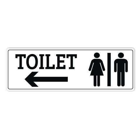 "Durable Plastic, Weatherproof and Never to Fade Toilet PVC Sign. Double-Sided Tape Included. Easy to Mount Plastic Sign. Fast Shipping From USA. Visible Text Long Lasting and Rust Free. UV Printed PVC Sign. Perfect for Outside or Indoor Use. Made in the USA. 100% satisfaction Guaranteed. Toilet Sign With Arrow for Door or Wall 9\" x 3\", Easy to Mount Plastic Sign, Self Adhesive Bathroom Sign for All Gender PVC Sign. PVC (Polyvinyl Chloride) Is a Smooth, Rigid Plastic Sheet Material Perfect for Humour, Real Estate Signs, Safety Posters, Christmas Shirts For Kids, Toilet Sign, Stick Photo, Arrow Signs, Plastic Signs, Plastic Sheet