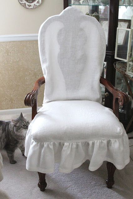 common ground : Dining Chairs Slip Cover Reveal Marketing Kit, Slip Covers, Chair Slipcover, Custom Chair, Chair White, Dining Chair Slipcovers, Common Ground, Ruffled Skirt, White Slip