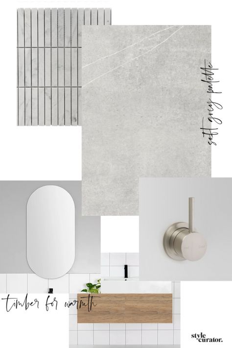 Stone Look Bathroom Tiles, Mood Board For Bathroom Design, Feature Tile Bathroom, Tile Mood Board Bathroom Ideas, Bathroom Tile Mood Board, Cr Tiles, Kitkat Tiles Bathroom, Renovation Mood Board, Kitkat Tiles