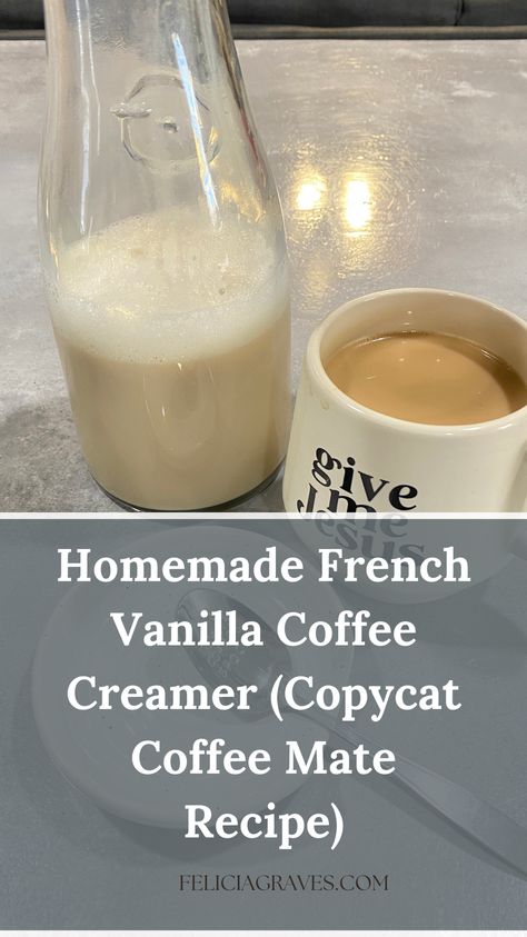 Coffee Mate Recipes, Homemade French Vanilla Coffee Creamer, Homemade Vanilla Coffee Creamer, Flavored Coffee Creamer Recipes, French Vanilla Coffee Creamer, Vegan Coffee Creamer, Homemade Coffee Creamer Recipe, Diy Coffee Creamer, Simmering Pot