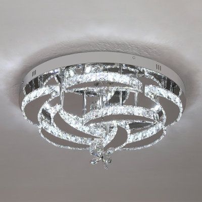 You can adjust the color temperatures by regular on/off switch, choose 3000K warm white, 4500K natural white and 6000K cool white of this circle flush mount chandeliers. Different color temperature creates different ambiance in your home and adapt your home décor smoothly. | House of Hampton® Jooyoung 8 - Light 19.68“ LED Flower Tiered Chandelier w / W / crystal accent，Variable Light Metal / Crystal in Gray | 9.44 H x 19.68 W x 19.68 D in | Wayfair Flush Mount Chandeliers, Disney Xmas, Led Flower, Tiered Chandelier, Hampton House, Laundry Area, Chandelier Metal, Bedroom Remodel, Ceiling Fan Chandelier