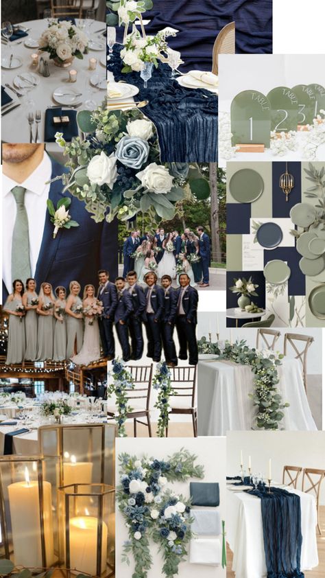 September Wedding Colors, Navy Wedding Colors, Wedding Theme Color Schemes, Blue Green Wedding, Dark Blue Wedding, Wedding Color Pallet, Green Themed Wedding, Green Wedding Colors, Sage Wedding