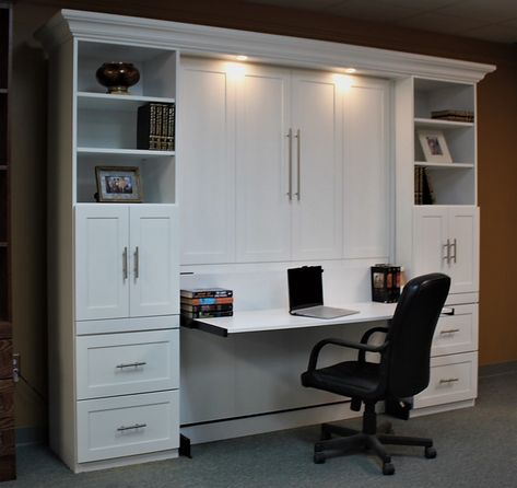 Templeton Desk Murphy bed Desk Murphy Bed, Murphy Bed With Desk, Murphy Bed Office, Office Guest Bedroom, Guest Bedroom/office, Bed In Closet Aesthetic, Murphy Bed Desk, Murphy Wall Beds, Modern Murphy Beds