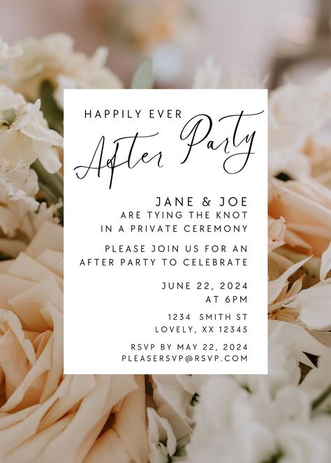 Happily Ever After Wedding Invitations, Happy Ever After Party, Day After Wedding Party, Happily Ever After Wedding Theme, Happily Ever After Party Ideas, Wedding After Party Ideas, Wedding Celebration Party Ideas, After Party Invitation, Reception Invites