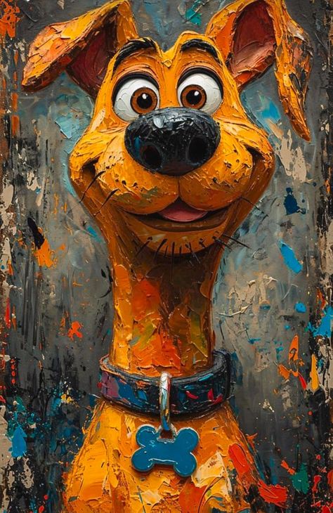 Scooby Doo Painting, Dog Art Drawing, Dog Painting Pop Art, Dog Illustration Art, I Feel Happy, Dog Design Art, Scooby Doo Images, Animal Caricature, Pop Art Animals