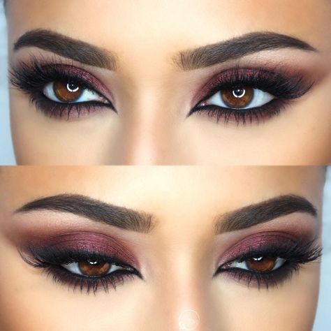 Wine Smokey eye - makeup look idea Stunning Eye Makeup, Cute Eyeshadow Looks, Eye Makeup Ideas, Halloween Makeup Easy, Makijaż Smokey Eye, Easy Makeup, Brown Eyeshadow, Trendy Makeup, Makeup Looks For Brown Eyes