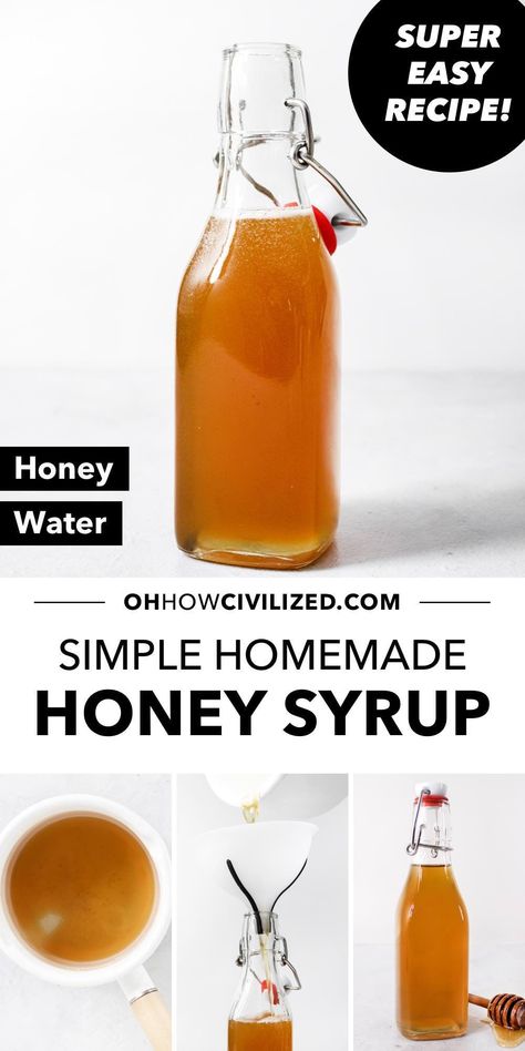 Honey and water are all that’s needed to make this honey simple syrup. Use it in coffee, tea, or any drink where you want the sweet taste of honey. #simplesyrup #coffeerecipes #tearecipes #honeysyrup How To Make Honey Simple Syrup, Honey Cinnamon Syrup, Honey Coffee Syrup, Honey Syrup For Coffee, Honey Water Recipe, Simple Syrup With Honey, Honey Recipes Healthy, Honey Iced Coffee, Honey Simple Syrup Recipe