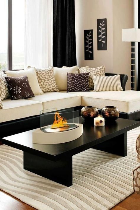 We gathered a collection of 20 Amazing Living Room Decorating Ideas" for your inspiration. Living Room Ideas For Men, Furnitur Ruang Keluarga, Decoration Inspiration, Beautiful Living Rooms, A Living Room, Small Living Room, A Fire, Apartment Living, The Room