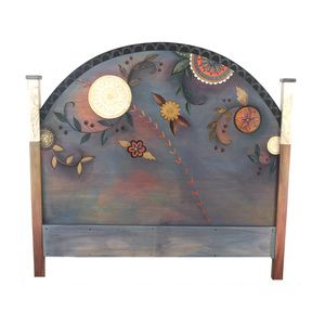 Painted Bed Frames, Painted Headboard, Headboard Art, Sticks Furniture, Painted Beds, Queen Size Headboard, Handmade Bed, Diy Headboards, Elegant Bedding