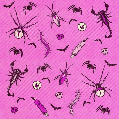 Jenny Richardson, Spooky Pattern, Creepy Crawlers, Spider Web, Aesthetic Wallpapers, Different Colors, Holidays, Halloween, Drawings