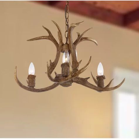 Antler Lights, Brown Lamps, Antler Chandelier, 3 Light Chandelier, Candle Style Chandelier, Rustic Colors, Traditional Chandelier, Rustic Chandelier, Candle Styling