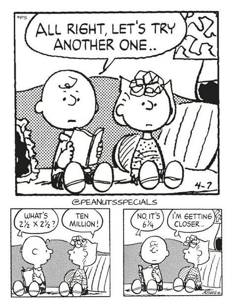 I saw this old comic strip in my Pinterest timeline today. It has two main points within its funny images. 1. Always try again: “All right, let’s try another one.” and 2. Be happy getting closer to success: “I’m getting closer,” says Sally Brown. Peanuts Snoopy Comics, Funny Snoopy, Math Comics, Charlie Brown Comics, Peanut Gang, Woodstock Snoopy, Sally Brown, Snoopy Comics, Snoopy Cartoon