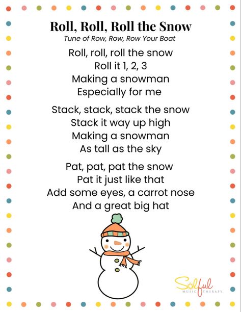 Here’s a fun snowman song to pair with winter preschool activities. This snowman song, set to a familiar tune, is a simple and engaging winter movement song for circle time! Click for a fun Snowman Colouring Craft Freebie to complement the song! ☃️ Snowmen Songs Preschool, Snowman Songs For Toddlers, January Circle Time Songs, January Songs Preschool, Snowman Songs For Preschool, Winter Rhymes For Preschool, Winter Circle Time Songs, Snow Songs For Preschoolers, Snow Songs For Toddlers