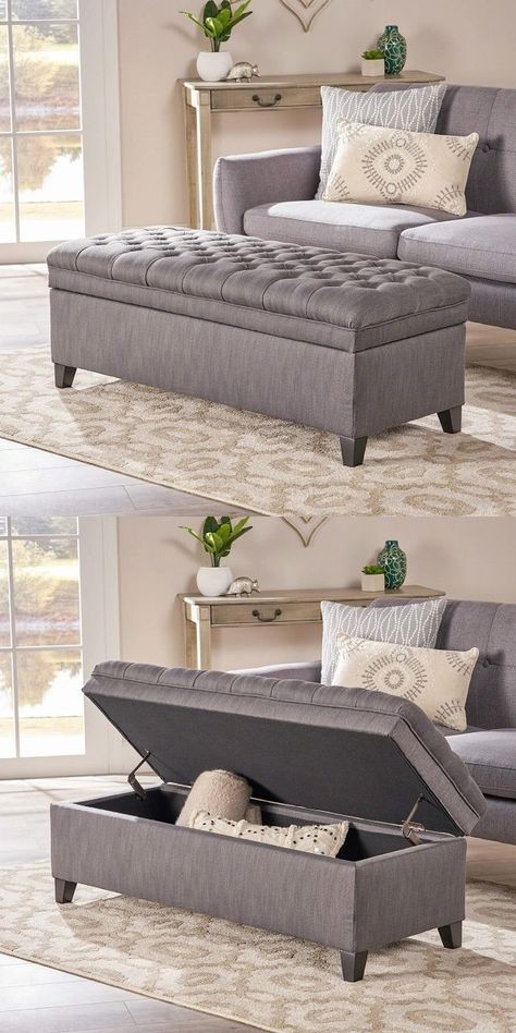 Storage Bedroom Bench, Storage Sofa Design Living Rooms, Ottoman Design Bedrooms, Ottomans With Storage, Ottoman Storage Ideas, Otomanas Ideas, Storage Sofa Design, Ottomans In Living Room, Benches For Living Room