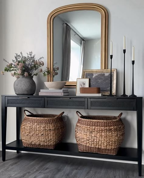 My console table is on sale! 🎯 I never see it on sale. Comment “sale” and I’ll send you the links 🤍 #sale #homedecor #home #homestyle #target #targetstyle #targetfinds #consoletable #consoletablestyling #entry #entryway #entrywaydecor Black Entryway Table, Entrance Halls, Entry Table Decor, Console Table Styling, Black Console Table, Console Table Decorating, Living Room Console, Entryway Table Decor, Foyer Decor