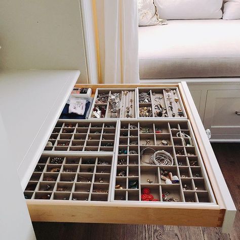 How to Organize a Jewelry Drawer: 13 Ideas Clever Storage Ideas, Desk Nook, Organize Jewelry, Jewelry Organizer Drawer, Silverware Organization, Professional Organizing, Jewelry Tray Organizer, Jewelry Drawer, Lego Room