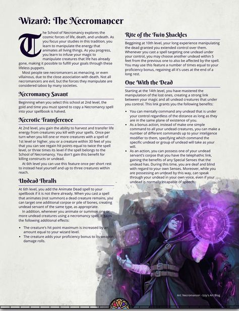 Dnd 5e Homebrew Necromancer, Dnd Homebrew Classes 5e Wizard, Dnd Wizard Homebrew, Dnd Necromancer Spells, Dnd Necromancer Character Design, Good Necromancer, Dnd Necromancer Art, Necromancy Magic, Necromancer Oc