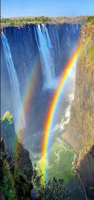 Zimbabwe Africa, God's Promise, Double Rainbow, Victoria Falls, Love Rainbow, Beautiful Waterfalls, Alam Yang Indah, Beautiful Rainbow, A Rainbow