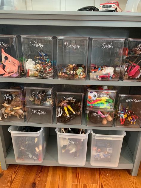 Figure Organization, Action Figure Storage, I Heart Organizing, Toddler Playroom, School Supplies Organization, Fantasy Princess, Childrens Playroom, Lego Room, Playroom Design