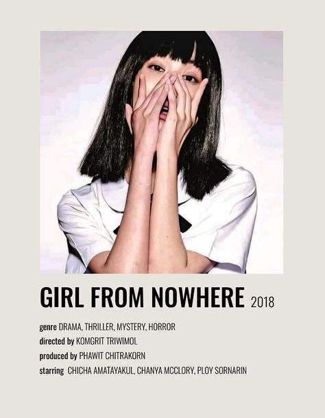 girl from nowhere, nanno, yuri, thriller tv shows, chicha amatayakul, minimalist poster Minimalist Poster Tv Girl, Girl From Nowhere Pfp, Girl From Nowhere Poster, Yuri Girl, Girl From, Girl From Nowhere, Series Posters, Reference Photos For Artists, Pose References