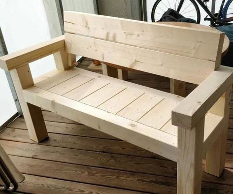 Diy Wood Benches Outdoor, Diy Bench Outdoor With Back, Outside Wooden Bench, Wooden Bench Seat Outdoor, Garden Bench Ideas Diy, Diy Outdoor Sofa Plans, Diy Wooden Bench Seat, Outdoor Wooden Bench Diy, Diy Park Bench