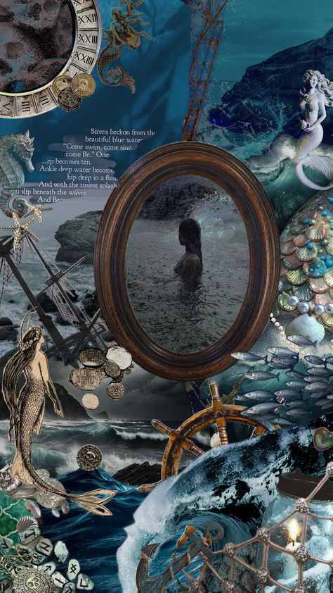 Siren's Call #siren #sirenaesthetic #mermaid #ocean #darkaesthetic #sea #shipwreck #skull #stormysea Siren Call, Stormy Sea, Shipwreck, Sirens, Dark Aesthetic, Under The Sea, Mermaid, Art