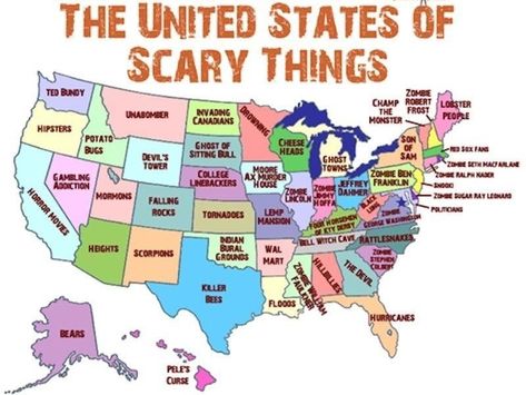 Scary Funny Maps, Colorado Map, Devils Tower, Scary Things, Red Socks Fan, Ted Bundy, Us Map, North Dakota, Yellowstone National Park