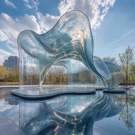 Pavilion Building Concept 4535 Organic Pavilion, Pavillion Concept, Pavillion Architecture, Waves Architecture, Futuristic Pavilion, Art Pavilion Architecture, Pavilion On Water, Architecture Pavilion, Water Pavilion