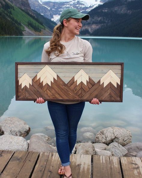 Mountain Wood ArtCabin DecorModern Wood ArtWood Wall | Etsy Wood Board Crafts, Mountain Wood Art, Wood Art Diy, Wal Art, Wood Wall Art Diy, Mountain Decor, Diy Holz, Divine Design, Mountain Wall Art