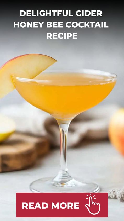 Indulge in the cozy flavors of fall with a delicious Cider Honey Bee Cocktail. This refreshing and slightly sweet drink is the perfect way to welcome the autumn season. Made with cider, honey, and a touch of alcohol, this cocktail is sure to be a hit at your next gathering. Treat yourself to this festive fall drink and enjoy the warm vibes of the season in every sip! Honey Bee Drink, Cocktail With Honey, Honey Cocktail Recipes, Drinks With Honey, Honey Bee Cocktail, Apple Cider Cocktail Recipes, Homemade Grenadine Recipe, Honey Liquor, Bee Cocktail