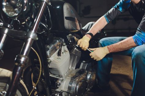 Man fixing bike. confident young man rep... | Premium Photo #Freepik #photo #work #shop #motorcycle #bike Custom Motorcycle Shop, Beginner Motorcycle, Motorcycle Maintenance, Motorcycle Mechanic, Mechanic Life, Red Motorcycle, Mechanic Shop, Motorcycle Repair, Keith Kogane