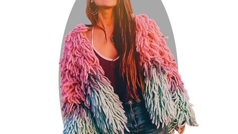 Shoulder Shag, Simple Crochet Pattern, Shag Jacket, Upcycled Jackets, Crochet Jacket Pattern, Simple Crochet, Super Bulky Yarn, Crochet Simple, Coachella Outfit