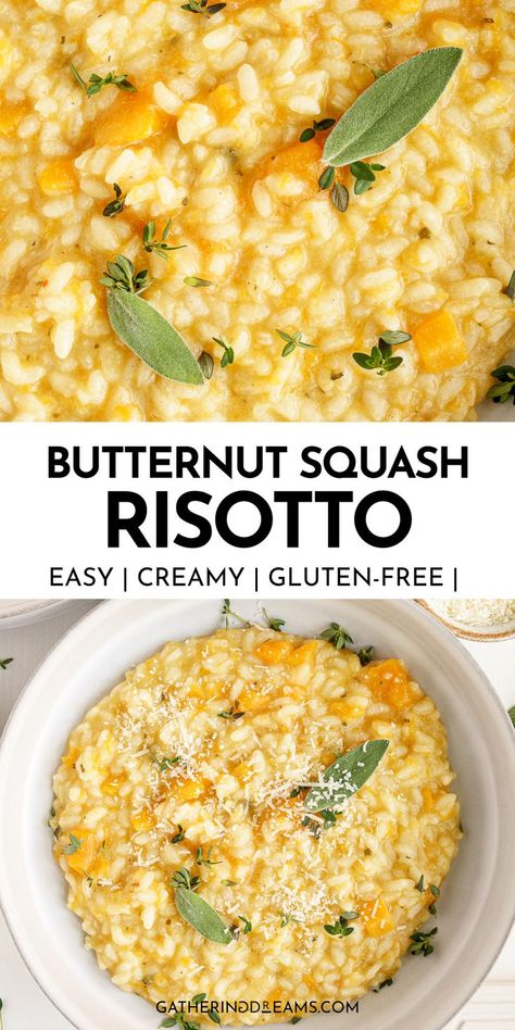 This butternut squash risotto is one of my favorites to make in the fall or winter months. This recipe is easy to follow and makes a warm and comforting dish that no one can resist! The perfect vegetarian dinner idea! Butternut Squash Dinner, Fall Dinner Ideas, Easy Risotto, Risotto Recipes Easy, Creamy Risotto, Healthy Butternut Squash, Risotto Dishes, Easy Butternut Squash, Squash Risotto