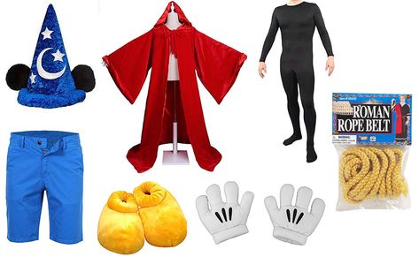 Sorcerer Mickey Mouse from Fantasia Costume Mickey Wizard Costume, Mickey Mouse Running Costume, Sorcerer Mickey Costume, Sorcerer Mickey, Make At Home Halloween Costumes, Mickey Costume, Frozen Costume Adult, Black Swan Costume, Mickey Mouse Costume