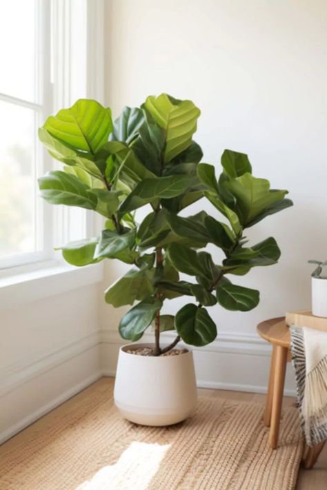 The fiddle leaf fig (Ficus lyrata) is loved for its large, glossy leaves and elegant silhouette, the fiddle leaf fig has become a favorite among plant enthusiasts. We’ll cover everything you need to… Big Leafy Plants, Fiddle Leaf Fig Aesthetic, Indoor Fig Plant, Big Leaf House Plants, Ficus Plant Indoor, Big Plants Indoor Living Rooms, Fig Plant Indoor, Large House Plants Indoor, Ficus Lyrata Indoor