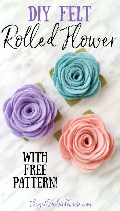 Wool Felt Flowers, Felt Flower Hair Clip, Felt Flower Templates Printable Free Pattern, Felt Hair Clips Diy Free Pattern, Felt Flower Patterns Free, How To Make Felt Flowers, Rag Flowers, Agriculture Classroom, Make Felt Flowers