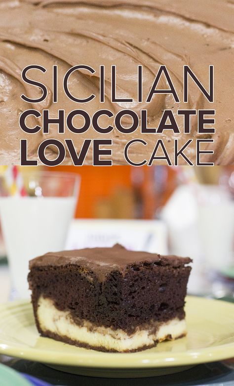 This chocolate cake is simply irresistible! The good news? Store-bought chocolate cake and chocolate pudding mixes are the secrets behind this easy dessert. Sicilian Love Cake, Chocolate Love Cake, Chocolate Italian Love Cake, Italian Love Cake, Love Cake Recipe, Italian Love, Cookies Cupcake, Italian Cake, Valerie Bertinelli