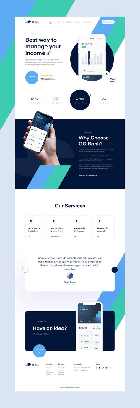 GG Bank - Landing Page designed by Wildan 👋 for 10am Studio. Connect with them on Dribbble; the global community for designers and creative professionals. Graphic Design Lessons, Landing Page Design, Discover The World, Banking, Page Design, Top Designers, Design Inspo, Landing Page, Mood Boards