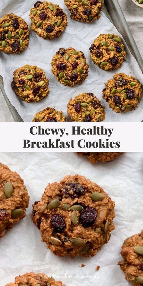 Chewy Breakfast Cookies, Healthy Easy Cookie Recipes, Healthy Oats Cookies, Pumpkin Seed Cookies, Vegan Breakfast Cookies, Healthy Pumpkin Cookies, Healthy Nutritious Breakfast, Oats Cookies, Pumpkin Breakfast Cookies