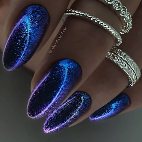 Violet Blue Nails, Purple Blue Nails, Blue Purple Nails, Shiny Nails Glitter, Nail Ideas Pink, Purple And Silver Nails, Winter Nails Christmas, Nails January, Old Money Nails