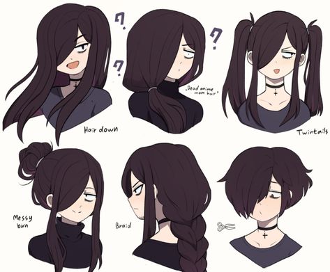 Short Hair With Bangs Drawing Reference, Cute Hairstyles Drawing Hair Reference, Hair Refrence Girl, Oc Hair Inspiration, Drawing References Hair, Hairstyle Reference Drawing Female, Hair Styles Drawing Girl, Cute Hair Drawings, Art Hair Reference